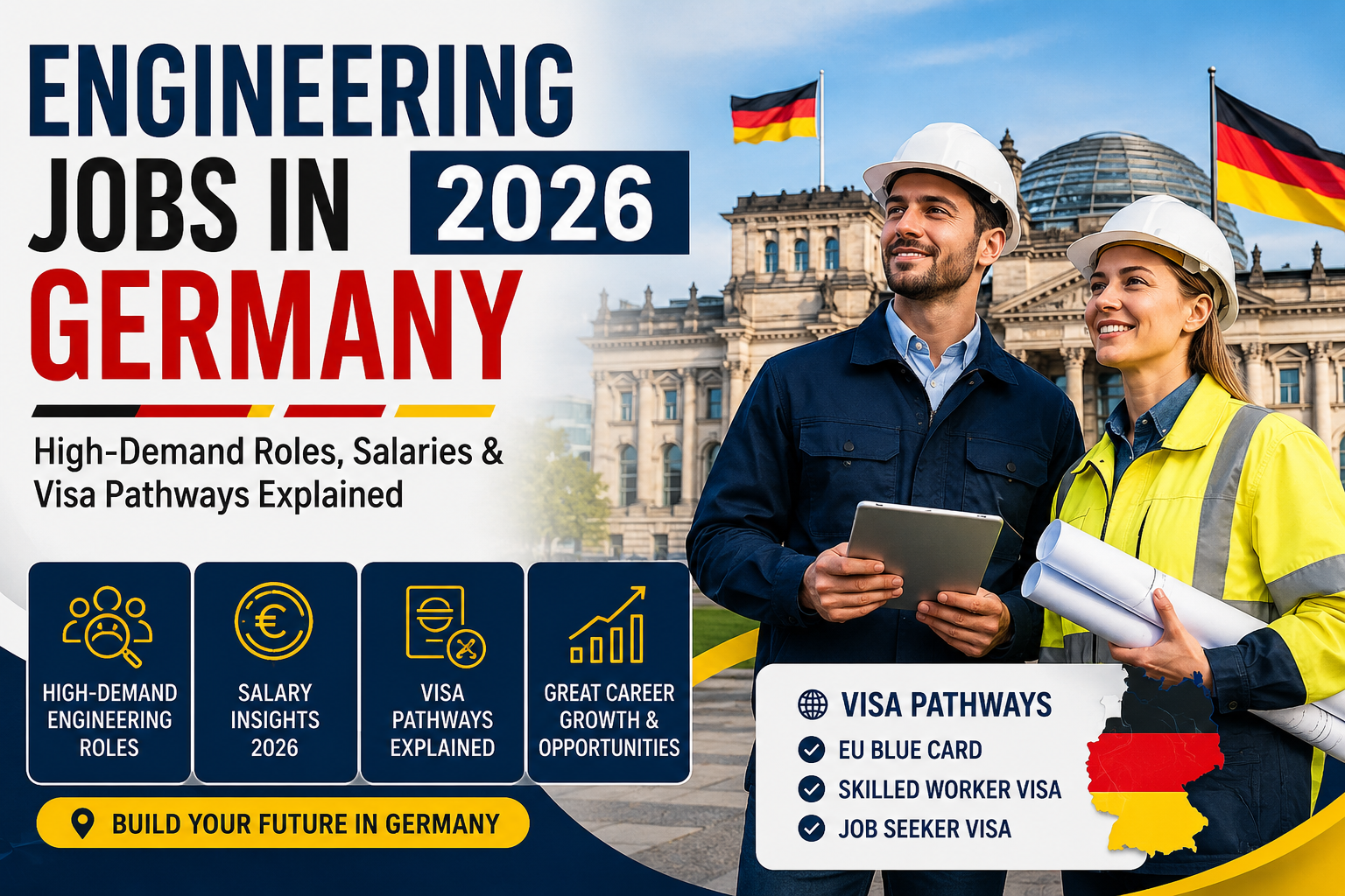 Engineering jobs in Germany 2026 showing high-demand roles, salaries, and visa pathways for international professionals.